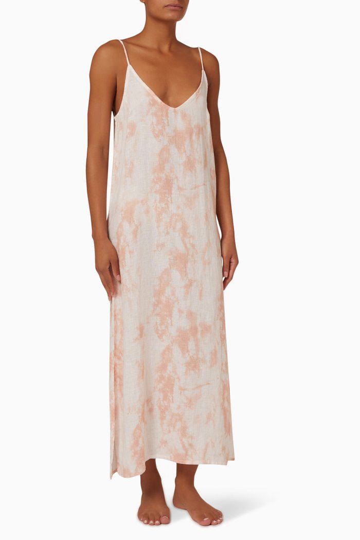 

Summer Dusk Print Nightie in Linen, Pink