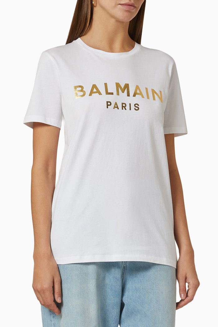 Metallic Logo T-shirt in Jersey, White