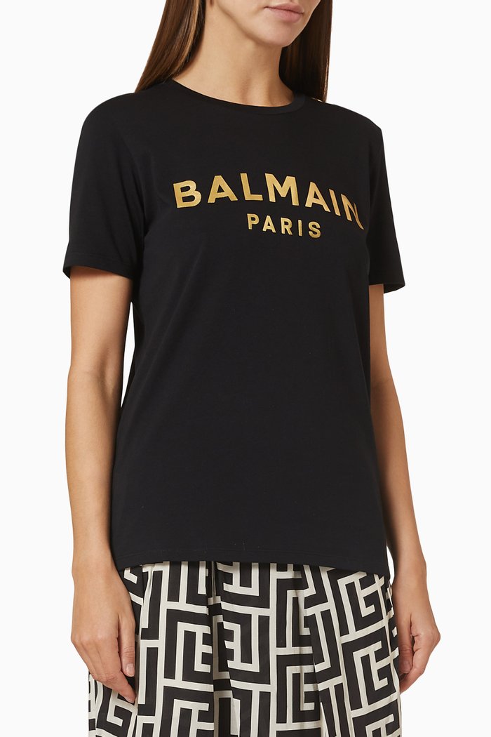 Metallic Logo T-shirt in Jersey, Black