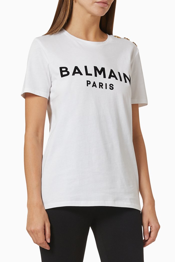 

Button Logo T-shirt in Jersey, White
