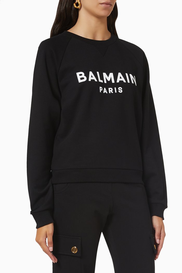Flocked Logo Sweatshirt, Black