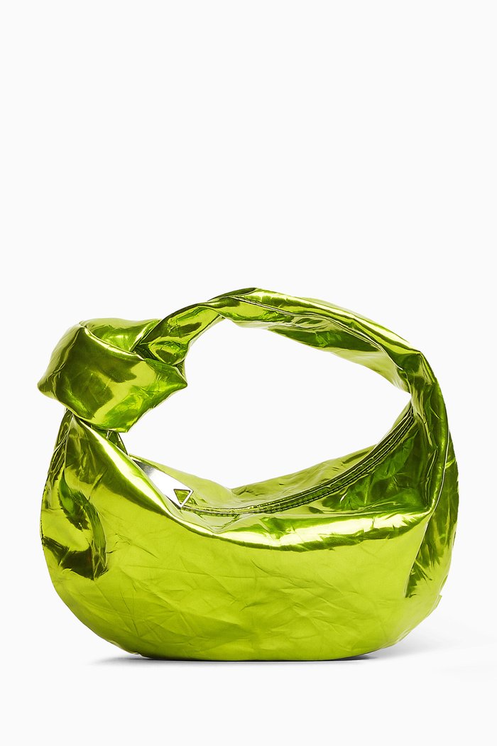 

Mini Jodie Bag in Metallic Crushed Leather, Green