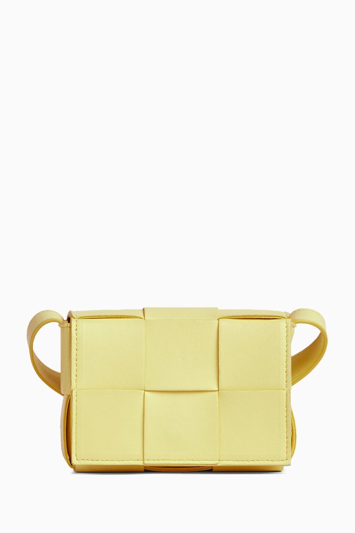 

Mini Cassette Crossbody Bag in Intreccio, Yellow