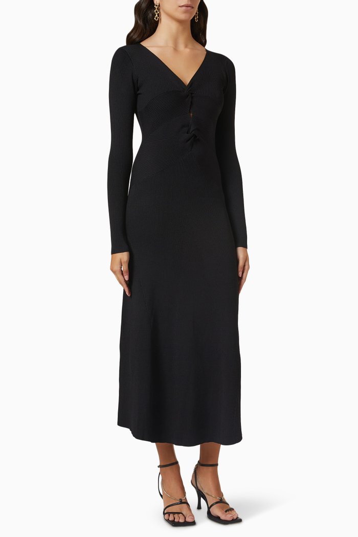 

Twist & Turn Midi Dress, Black