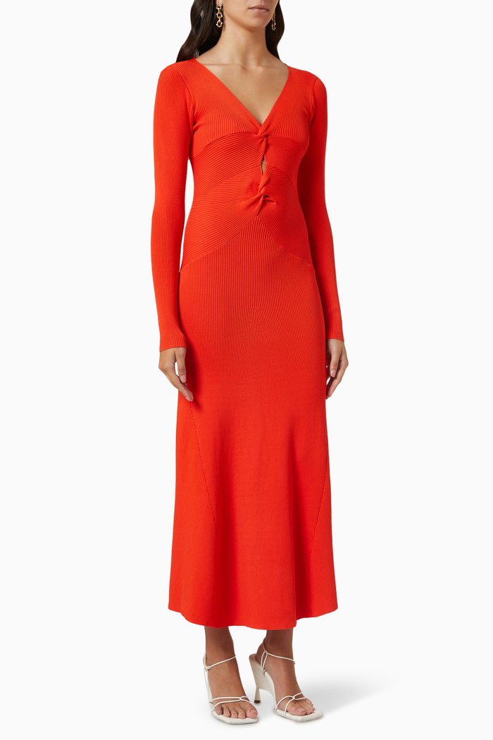 

Twist & Turn Midi Dress, Red