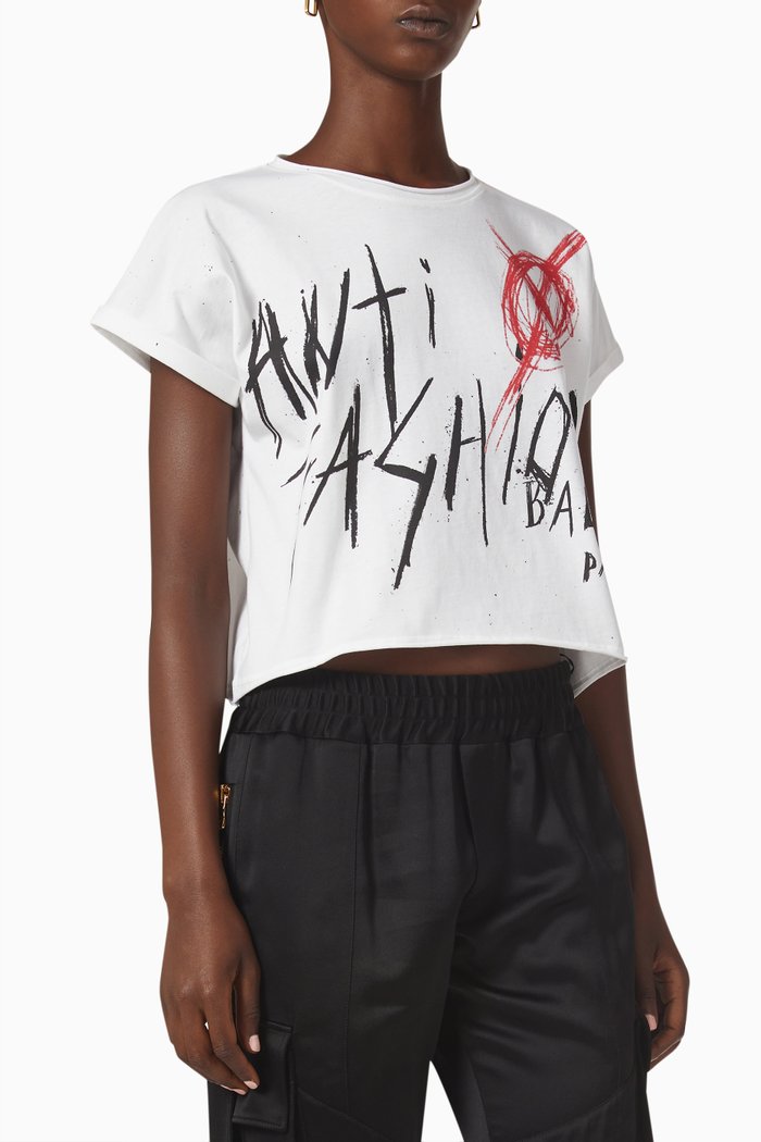 

Anti Fashion Crop T-shirt in Cotton, White