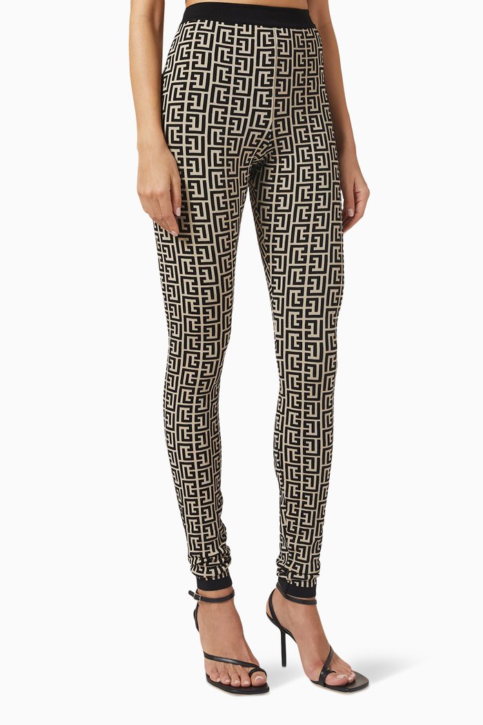 

Monogram Leggings in Viscose Knit, Black