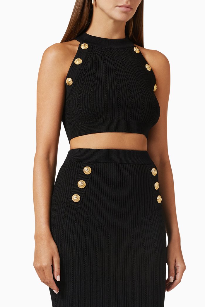 

Crop Top in Viscose Rib-knit, Black