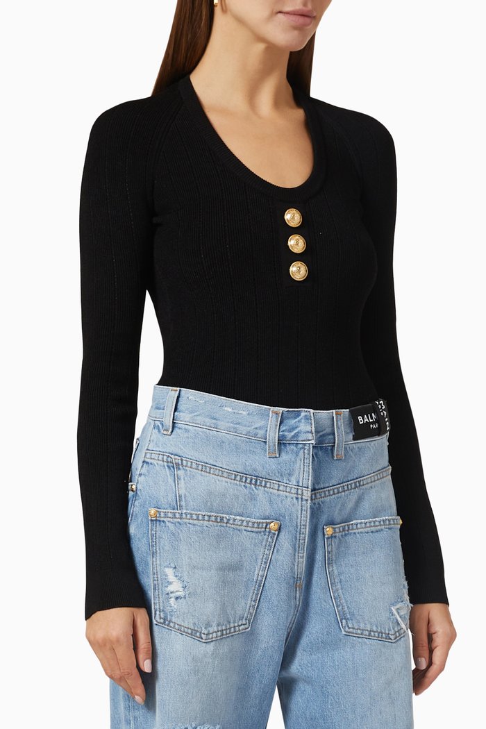 

Bodysuit in Rib-knit, Black