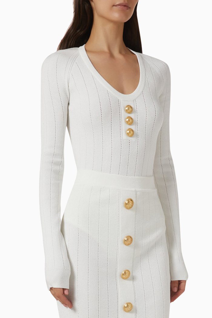 Bodysuit in Rib-knit, White