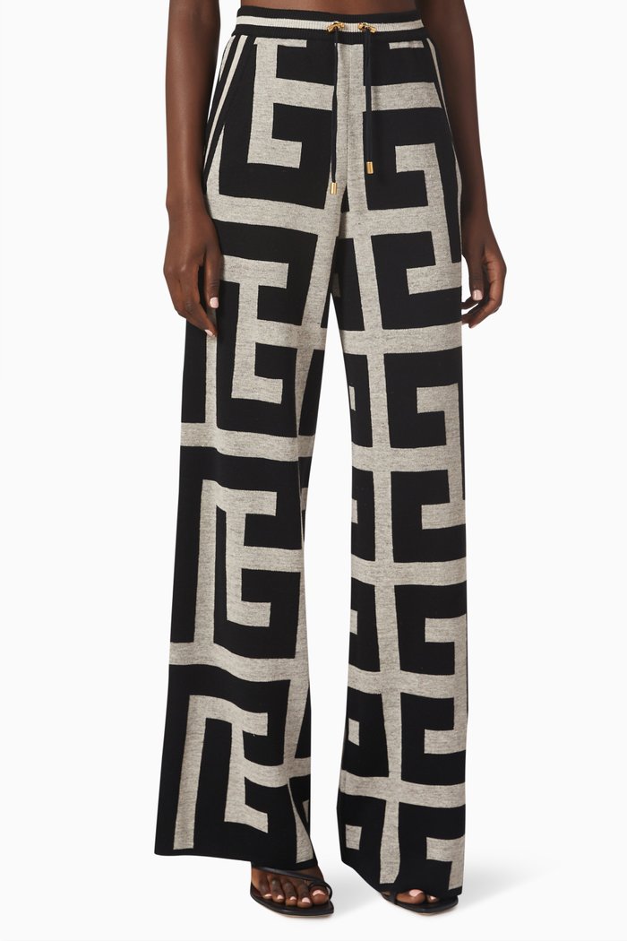 

Mega Monogram Pants in Merino-Linen Knit, Black