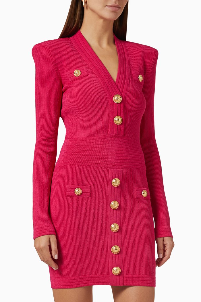 

Mini Dress in Viscose Rib-knit, Pink