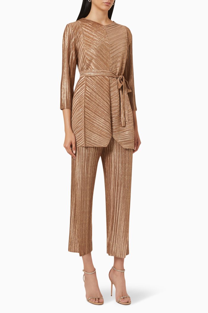 

Zola Metallic Top & Pants Set, Rose gold