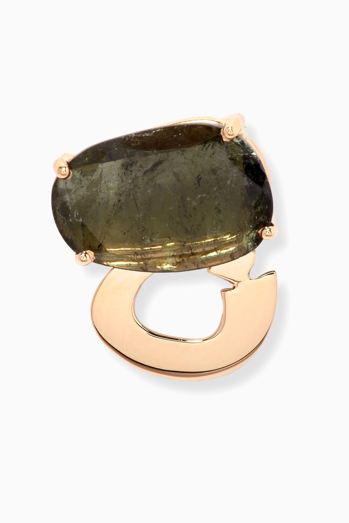 

"N" Letter Tourmaline Single Earring in 18kt Yellow Gold