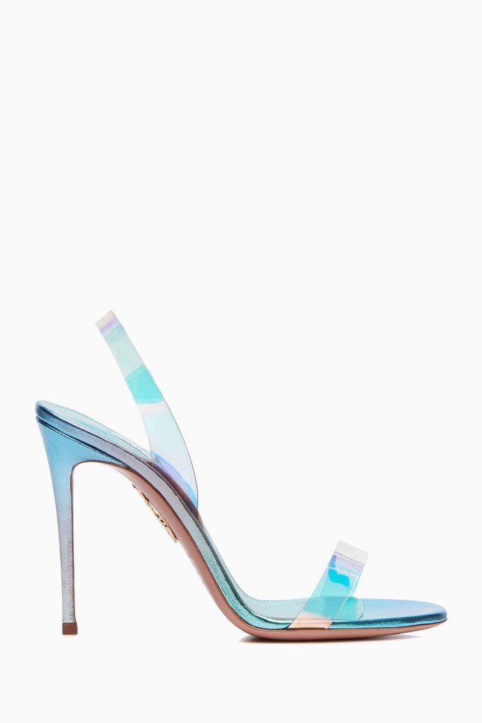 

So Nude 105 Sandals in Plexi & Metallic Leather, Blue