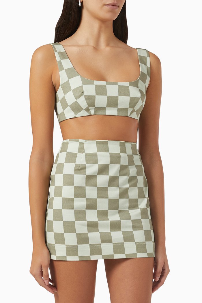 

Anna Tie Back Crop Top in Cotton Twill, Green