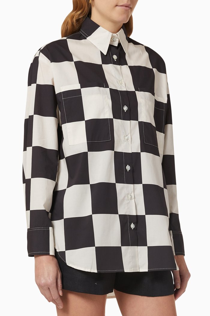 

Oversized Button-up Shirt in Cotton Poplin, Black
