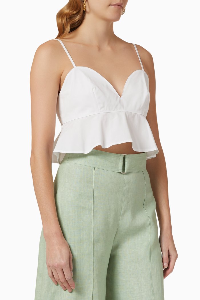 Sweetheart Crop Top in Cotton Poplin, White