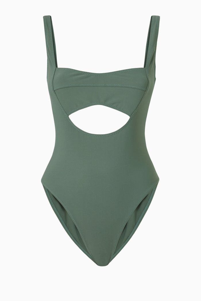 Eva Cut-out One-piece Swimsuit, Brown