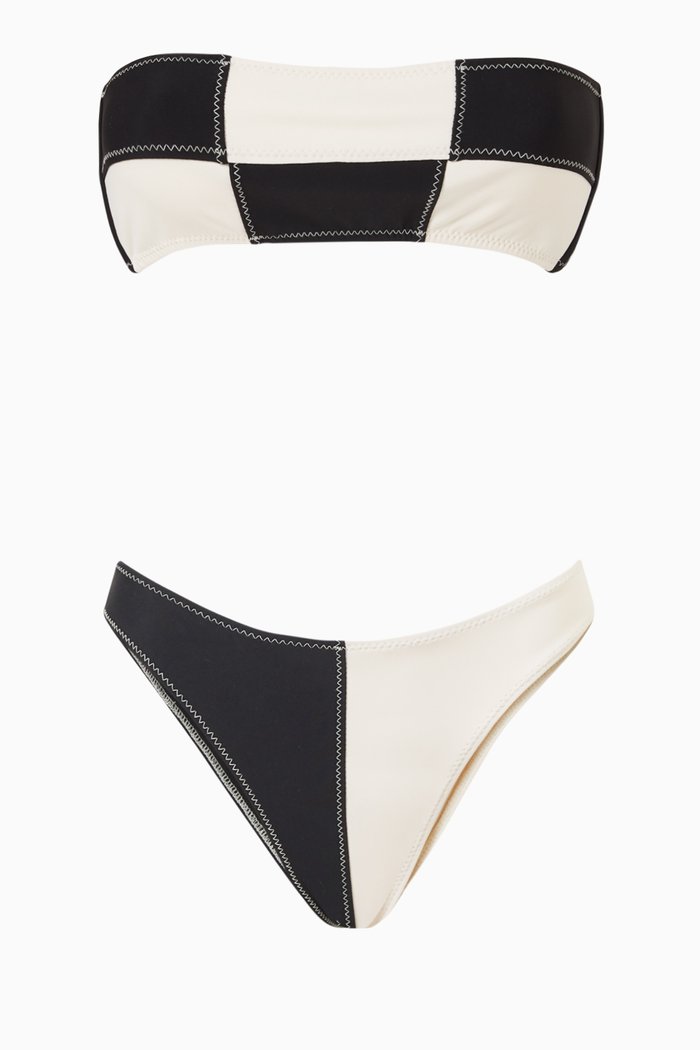 

Daria Colour-block Bikini Set in Scuba Fabric, Black