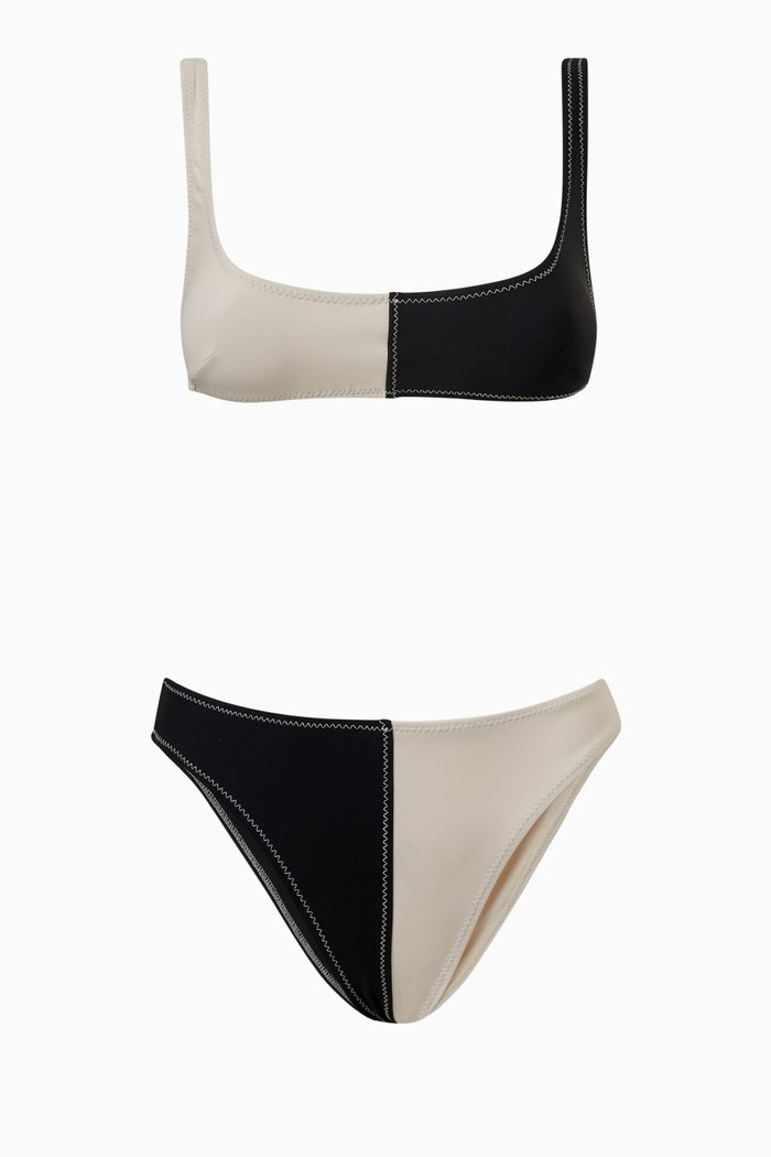 

Anna Colour-block Bikini Set in Scuba Fabric, Black
