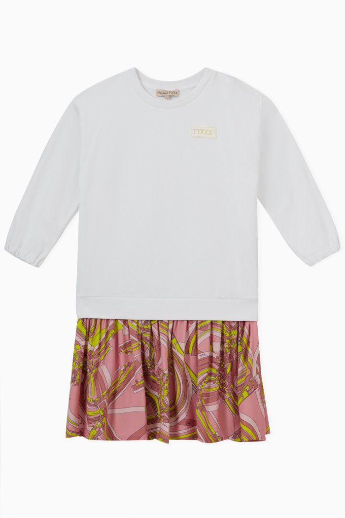 

Logo Embroidery Dress in Cotton, Neutral