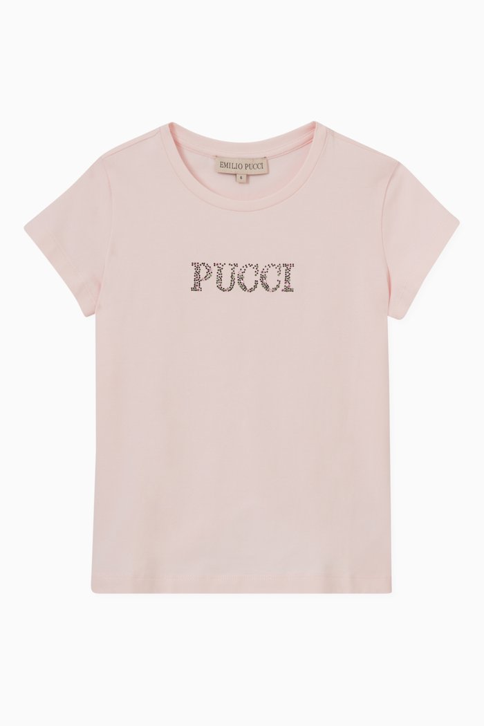 

Logo Print T-Shirt in Jersey, Pink