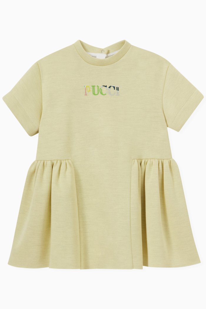 

Logo Print Dress in Jersey, Yellow