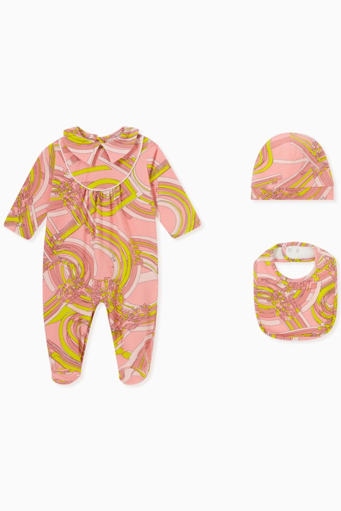 

Bodysuit, Bib & Beanie Gift Set in Cotton, Pink