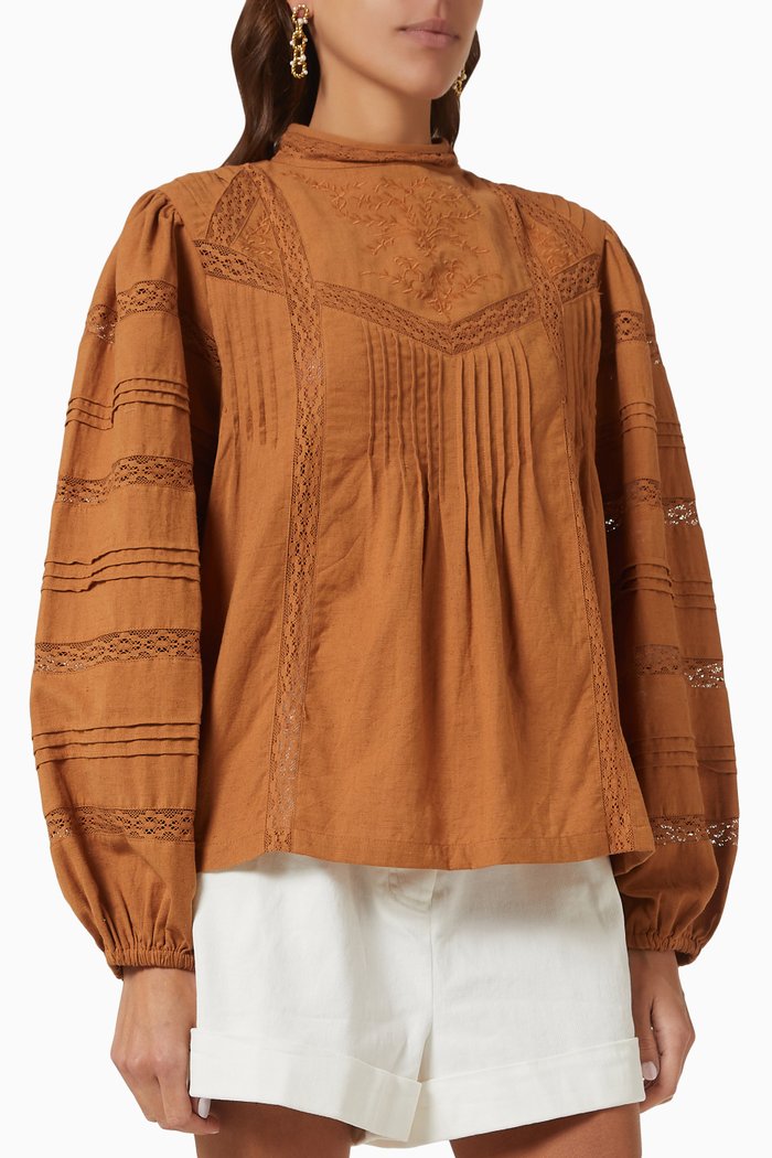 

Loom Blouse in Linen, Brown