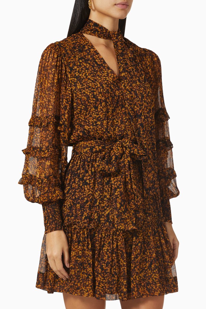 

Woodland Wonder Mini Dress in Viscose, Brown