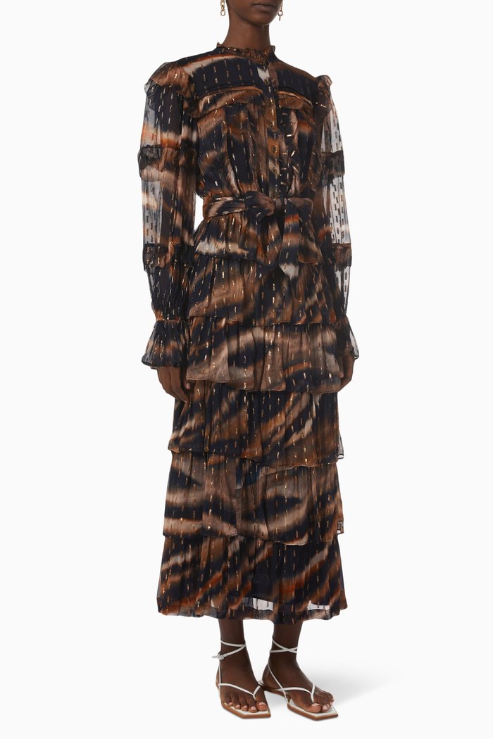

Terrain Maxi Dress in Lurex Chiffon, Multicolour