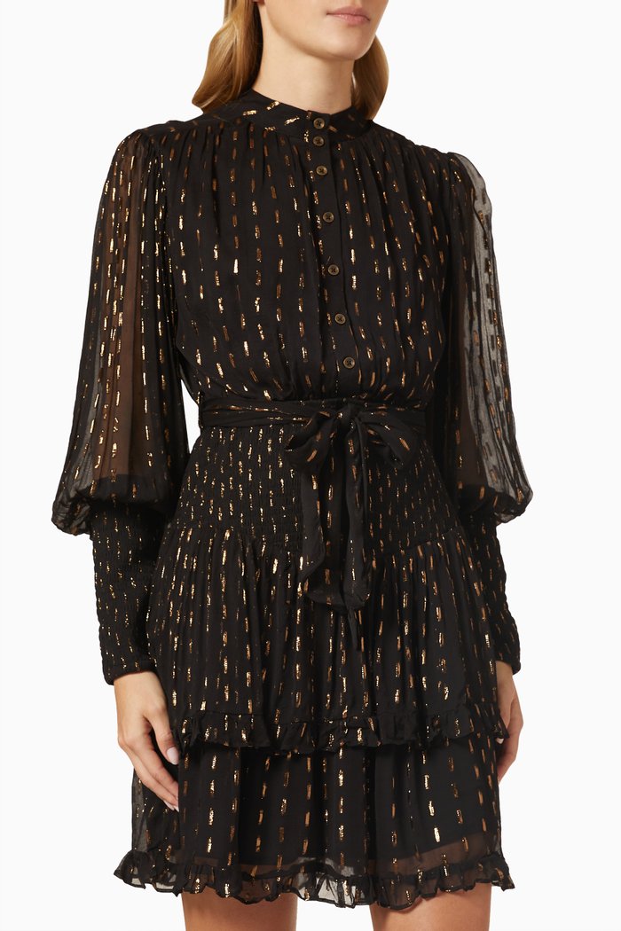 

Mist Mini Dress in Lurex Chiffon, Black