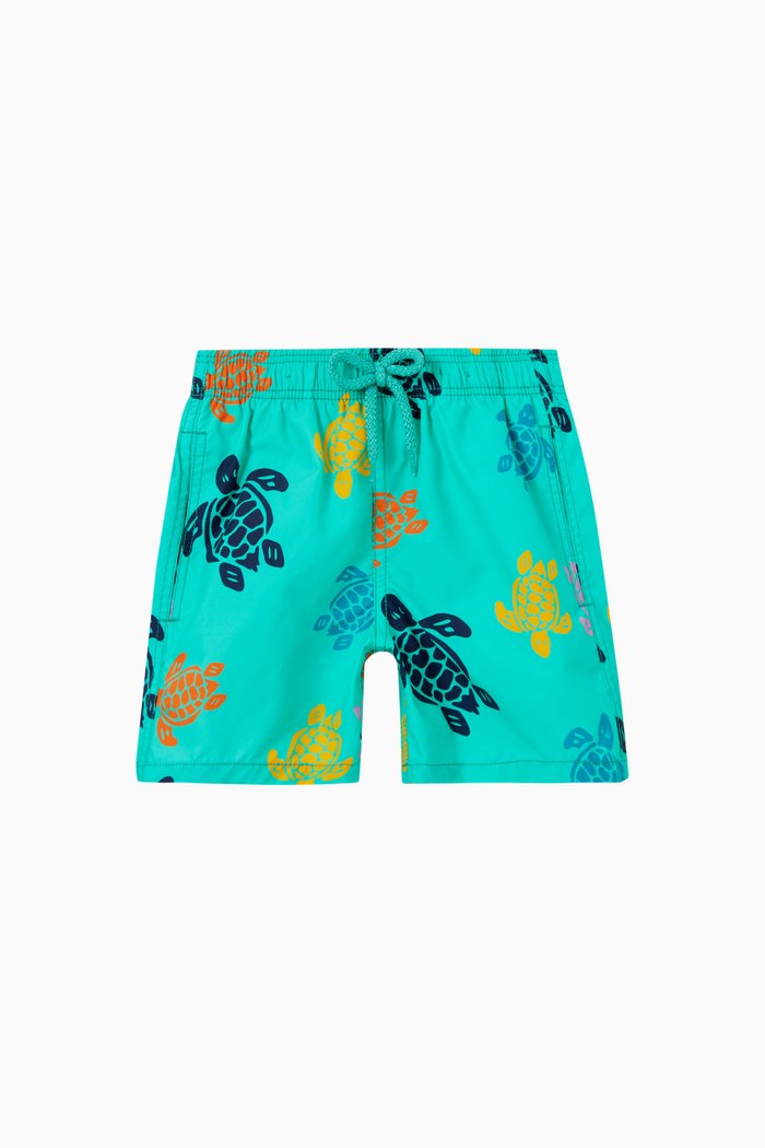

Turtle Print Swimming Trunks in Recycled Materials, Green