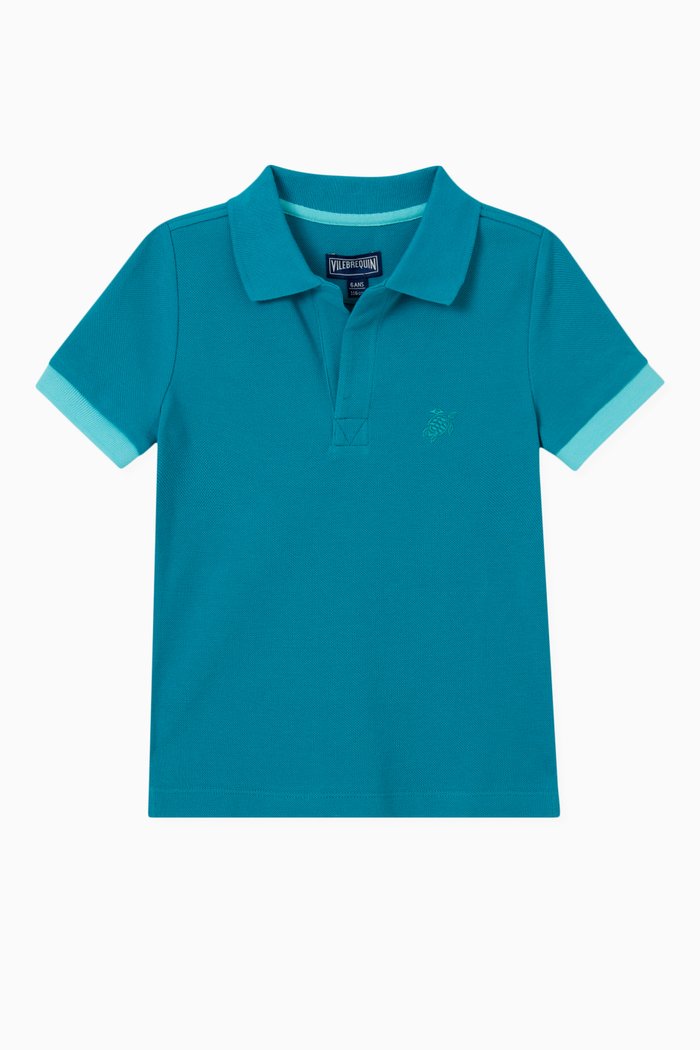 

Logo Detail Polo in Cotton, Blue
