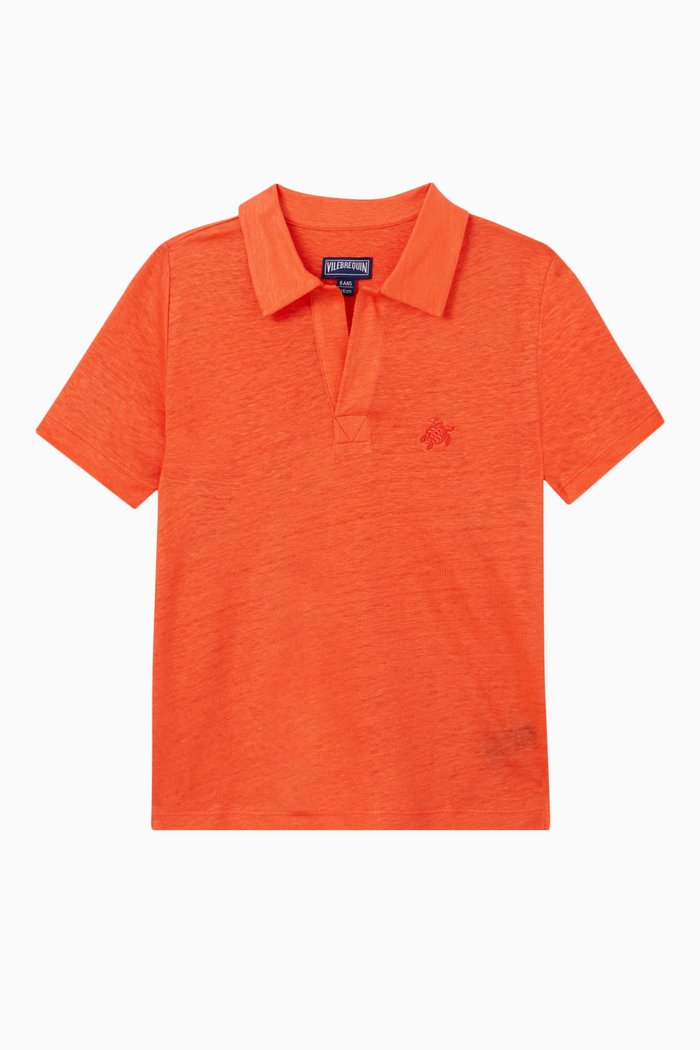 

Logo Detail Polo in Linen, Orange