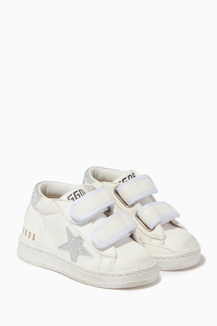 

Old School Sneakers with Glitter Star in Leather, White
