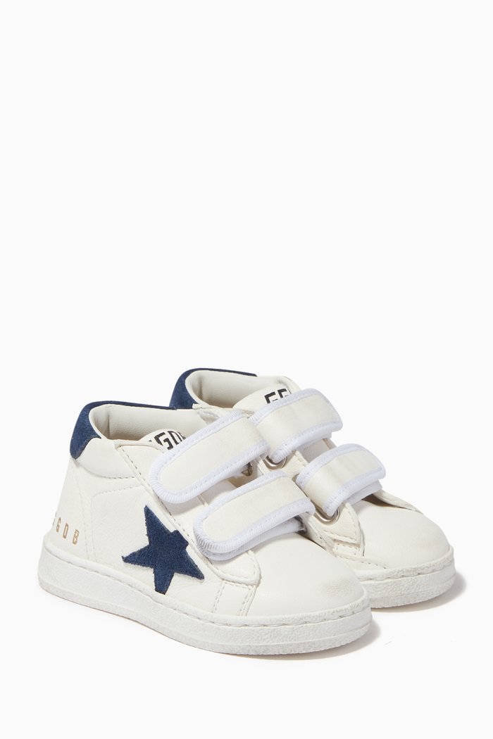 

Old School Sneakers with Suede Star in Leather, White