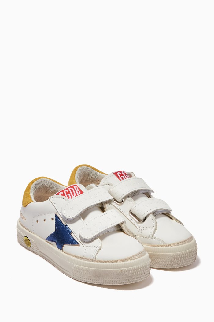 

May School Laminated Star Sneakers in Leather, White