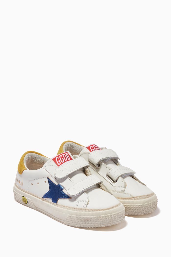 

May School Laminated Star Sneakers in Leather, White
