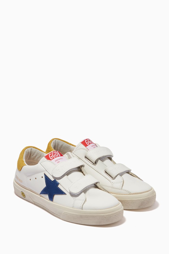 

May School Laminated Star Sneakers in Leather, White