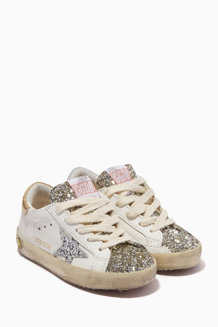 

Super-Star Glitter Star Sneakers in Leather, White