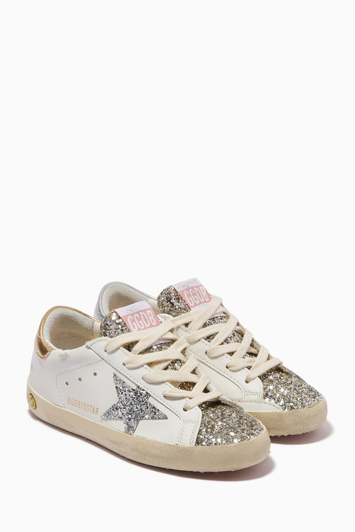 

Super-Star Glitter Star Sneakers in Leather, White