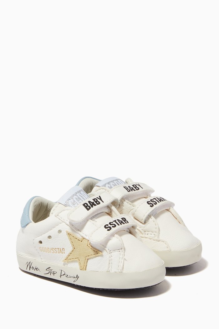 

Baby School Sneakers with Suede Star in Nappa Leather, White