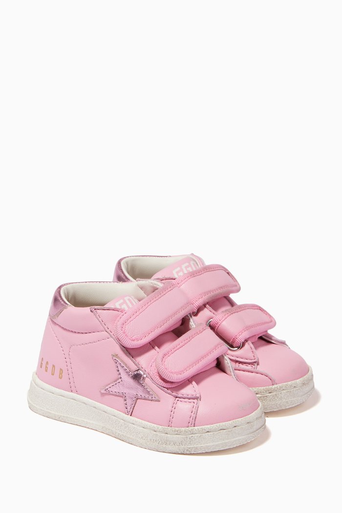 

June Sneakers with Metallic Star in Nappa Leather, Pink