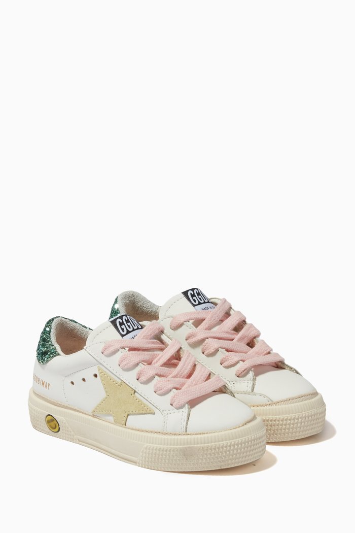 Star Logo Patch Sneakers in Leather, White