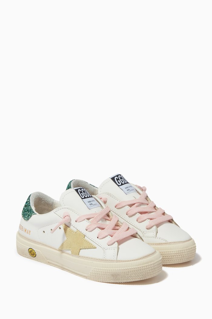 

May Sneakers with Suede Star in Leather, White