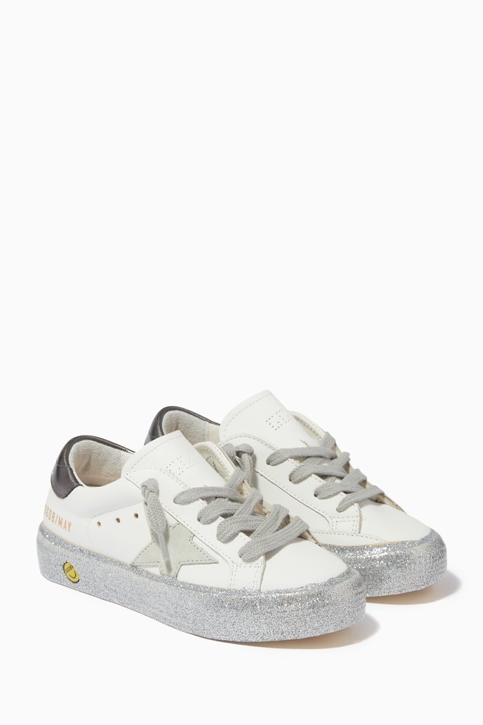 May Sneakers with Suede Star in Leather, White