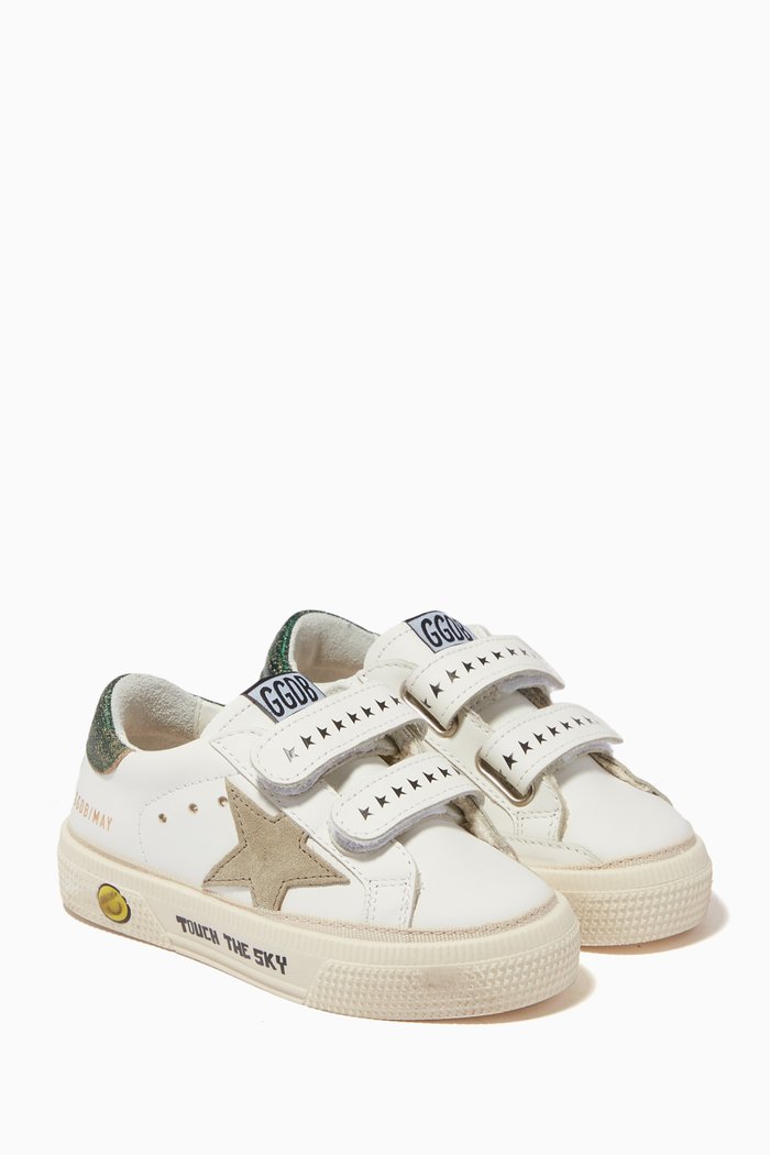 

May School Suede Star Sneakers in Nappa Leather, White