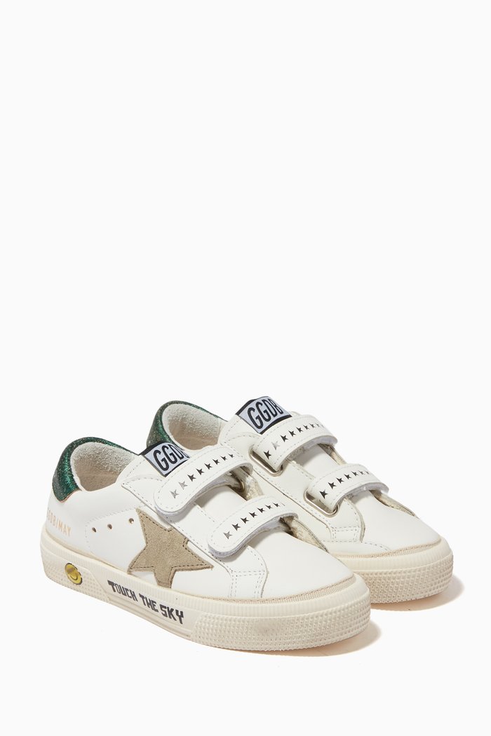 

May School Suede Star Sneakers in Nappa Leather, White